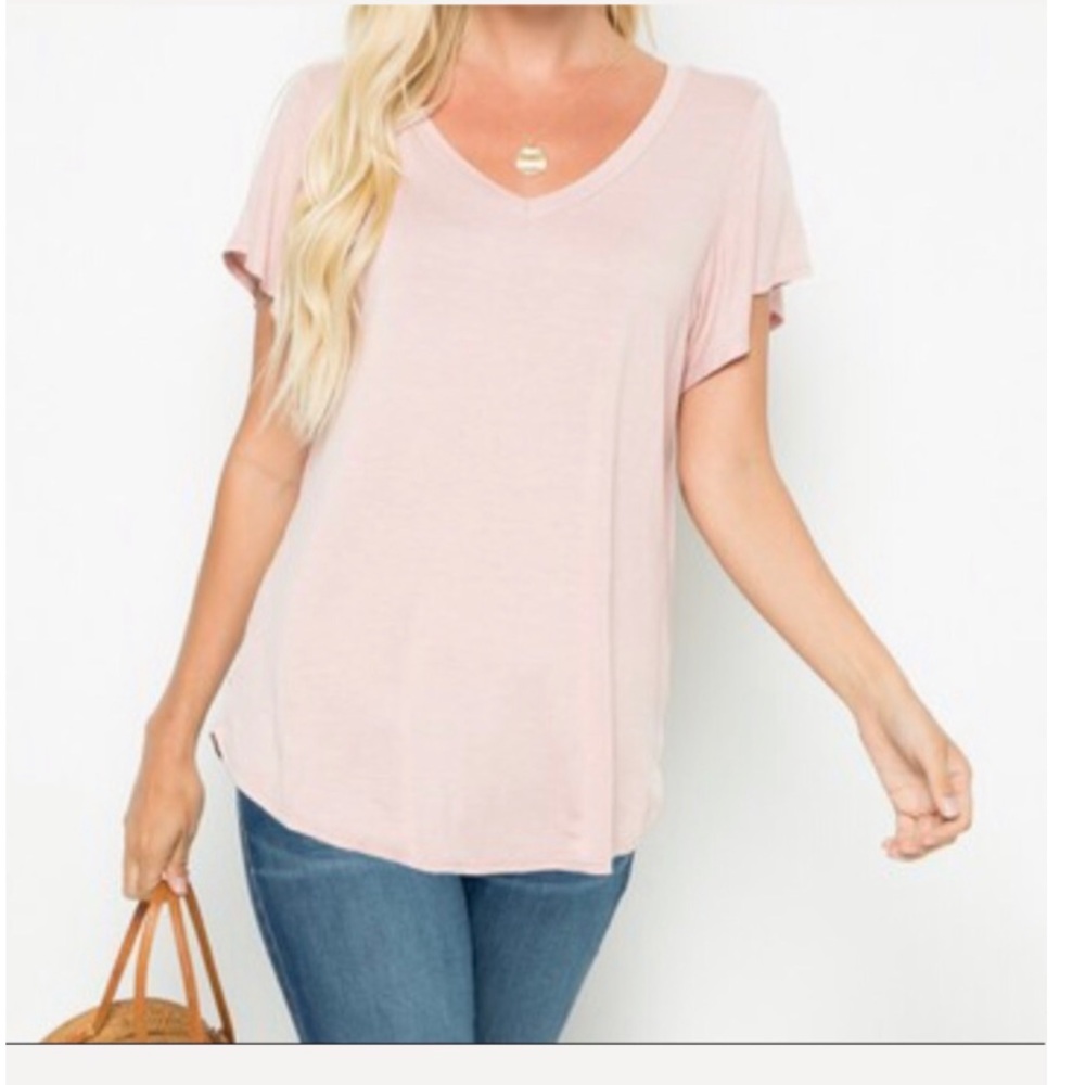 Dusty Rose V Neck Casual Top